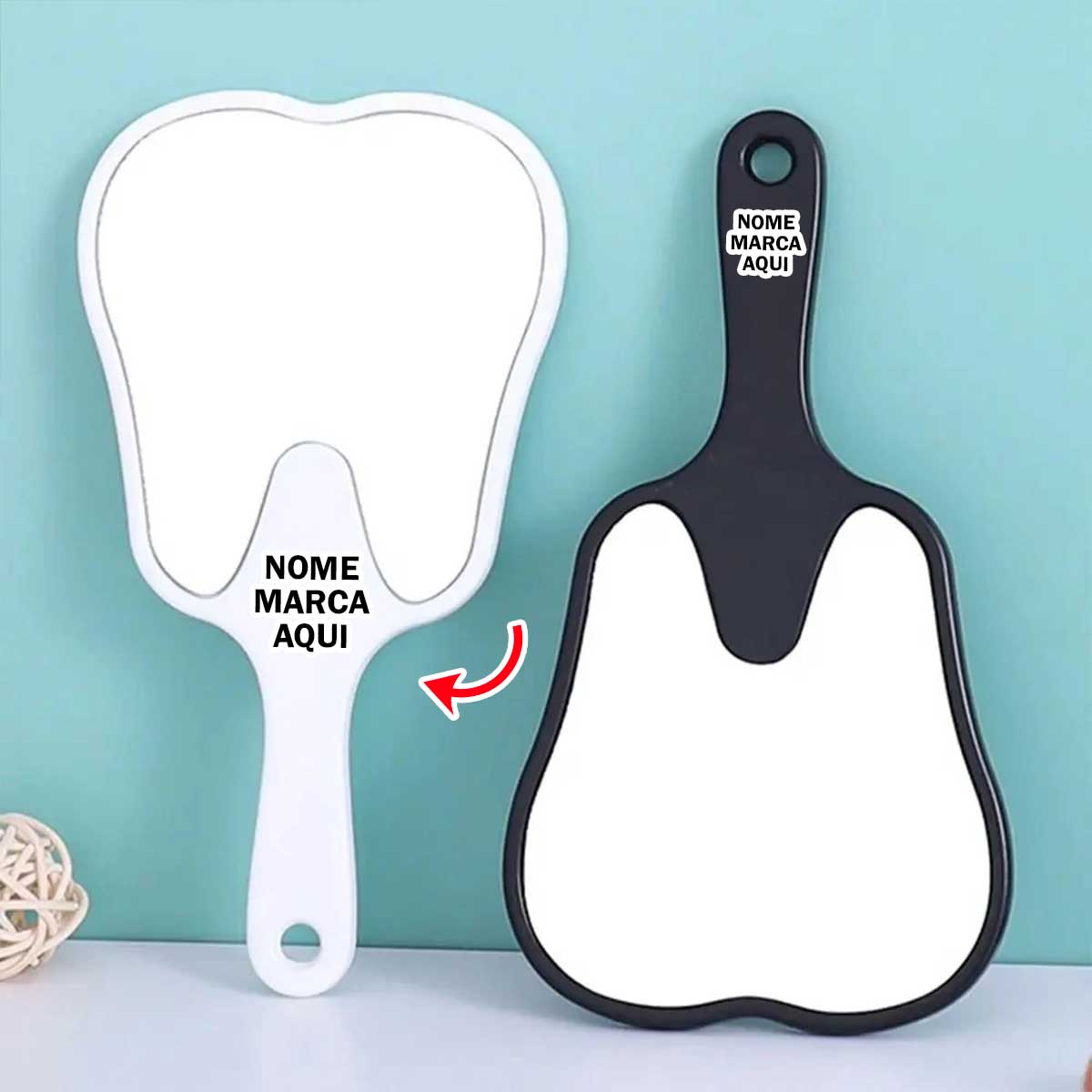 Espelho de mão dentista odontologia Personalizado com nome marca logotipo empresa foto arte frase personalizada