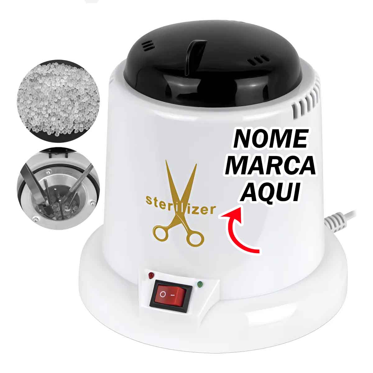 Esterilizador Estufa Alicate e Pinças tesouras Unha Elétrico Personalizado com nome marca logotipo empresa foto arte