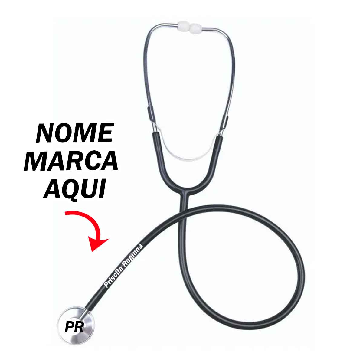 Estetoscópio Personalizado com nome marca logotipo empresa foto arte frase personalizada