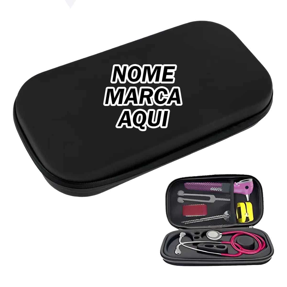 Estojo Case Rígido Porta Estetoscópio Médico bag Personalizado com nome marca logotipo empresa foto arte frase