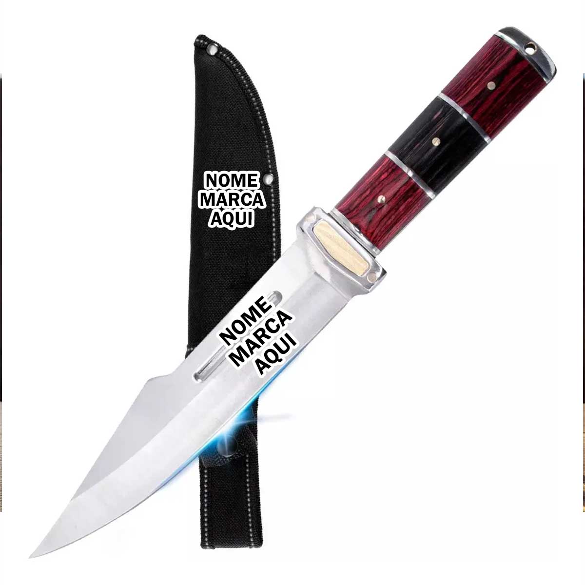 Faca Tática Militar de Caça Camping Pesca Personalizado com nome marca logotipo empresa foto arte frase personalizada