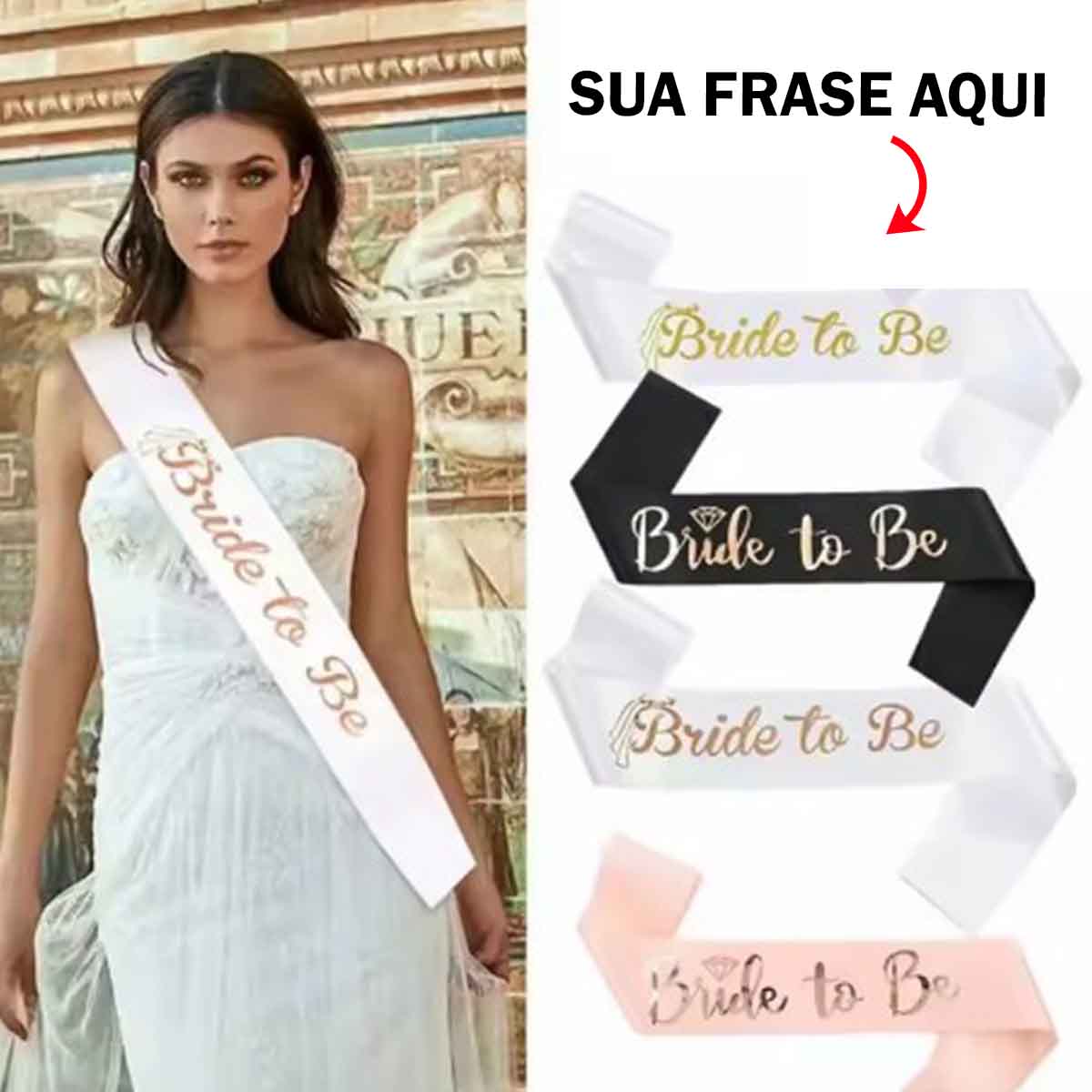 Faixa de miss noiva casamento Personalizado com nome marca logotipo empresa foto arte frase personalizada