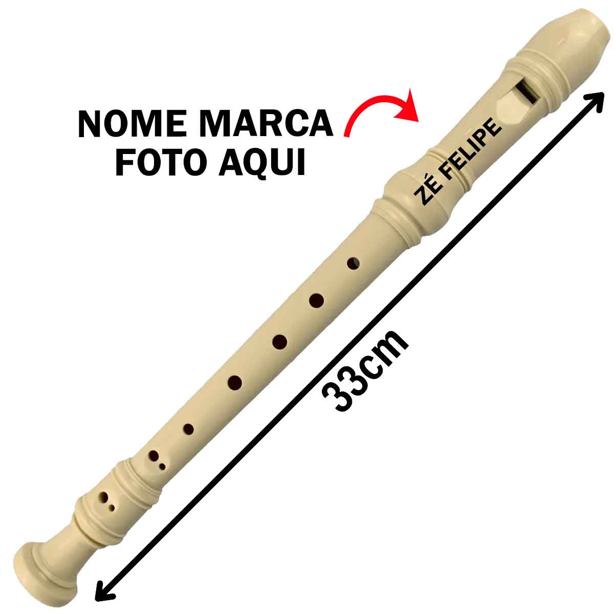 Flauta Personalizada com nome marca logotipo empresa foto arte frase personalizado