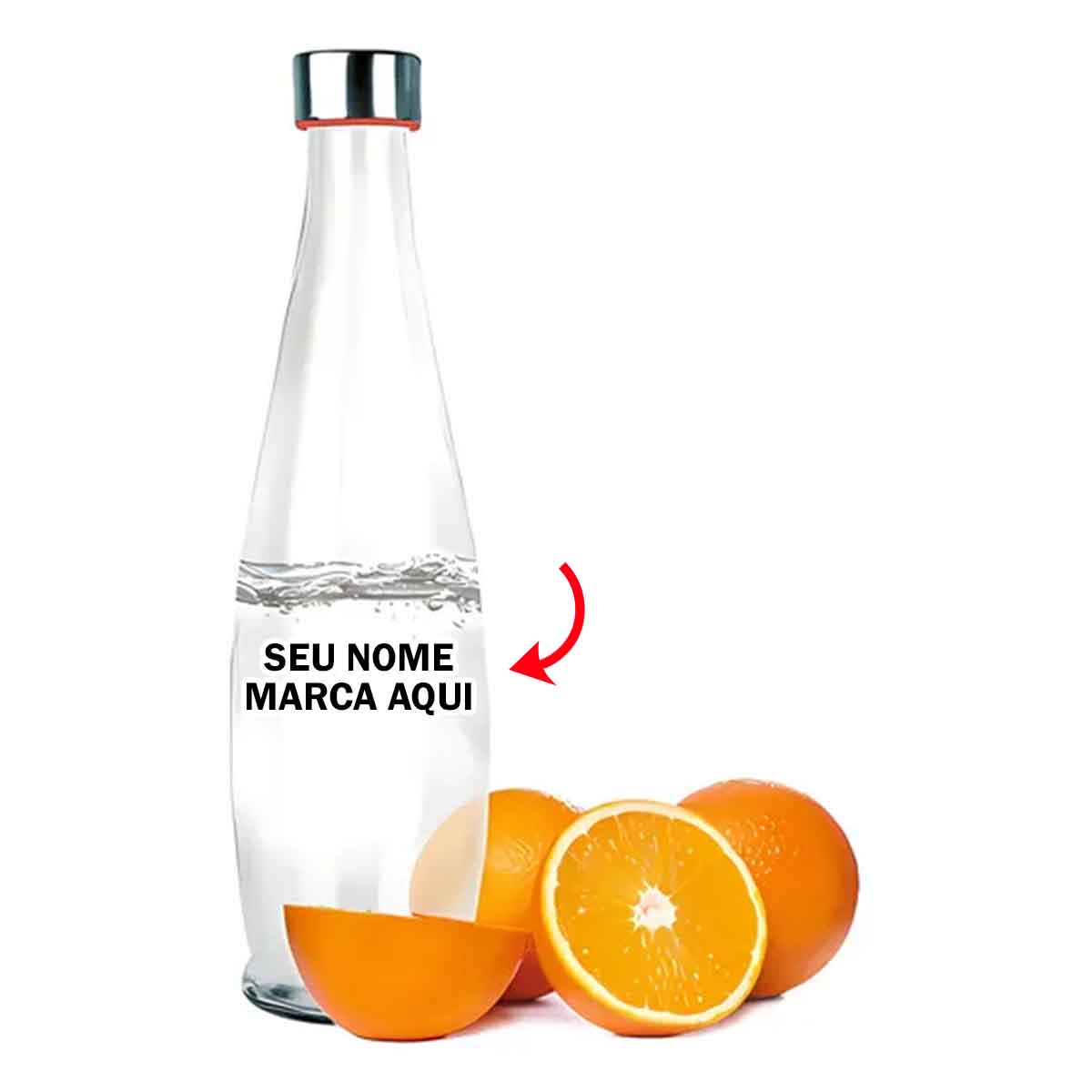 Garrafa de agua de vidro Personalizado com nome marca logotipo empresa foto arte frase personalizada