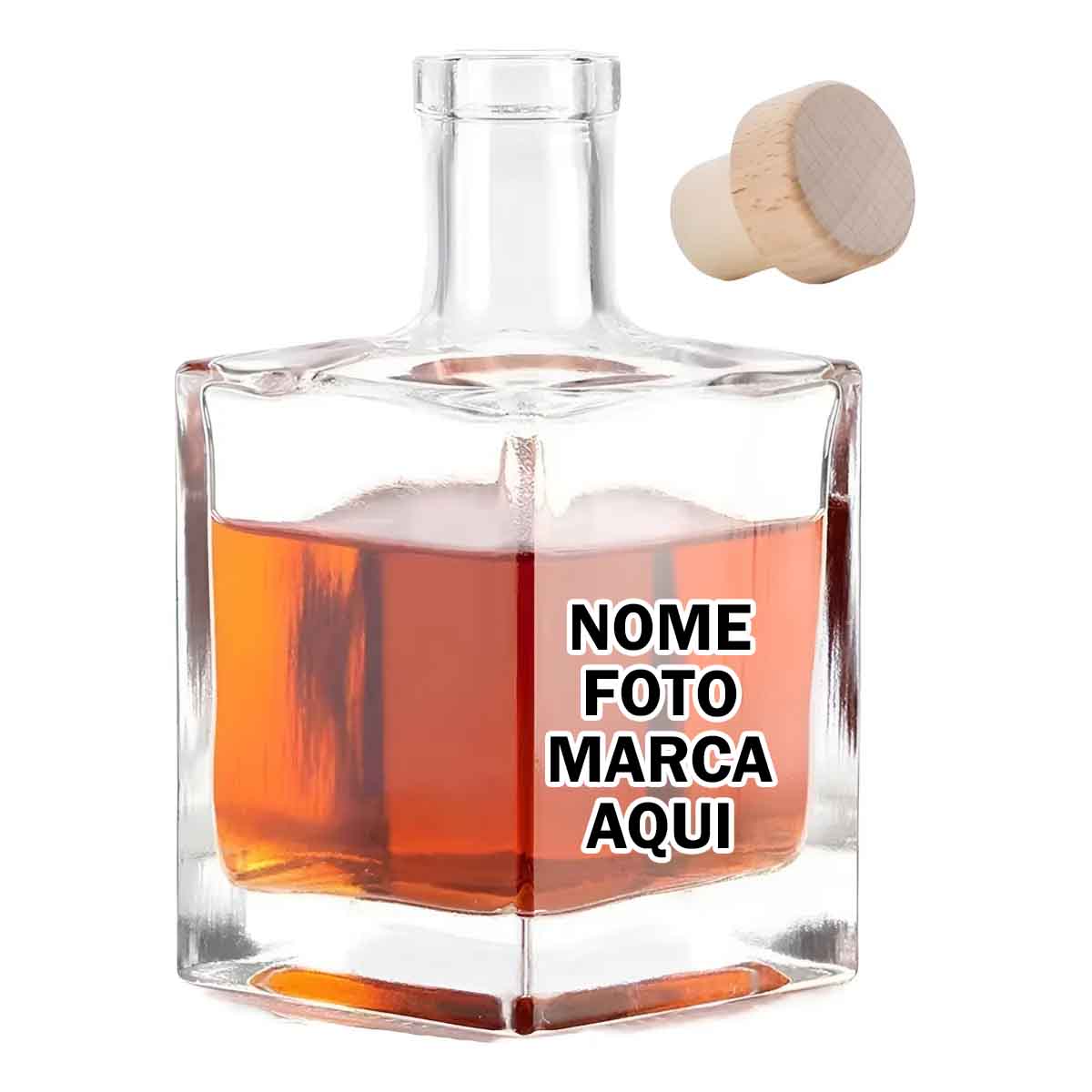 Garrafa Personalizada de vidro com nome marca logotipo empresa foto arte frase personalizada whisky azeite licor