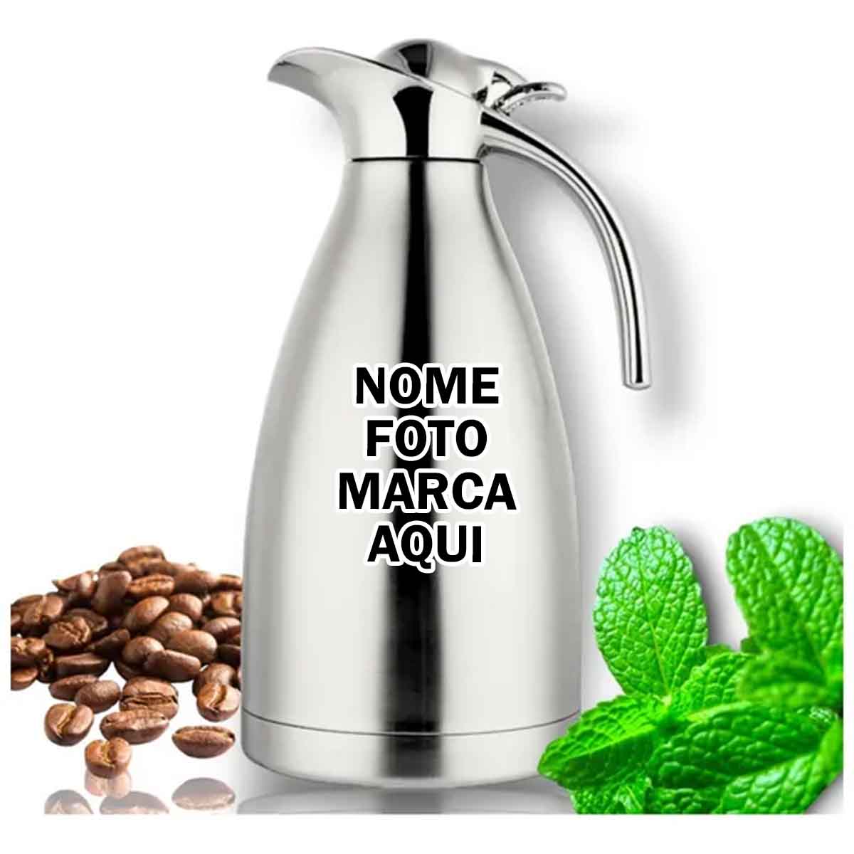 Garrafa termica de café Personalizada com nome marca logotipo empresa foto arte frase jarra personalizada