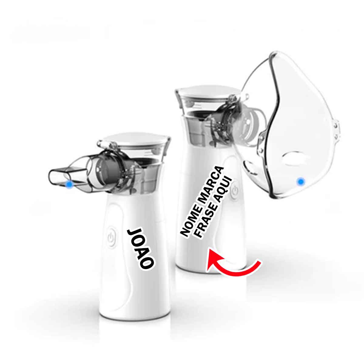 Inalador nebulizador Personalizado com nome marca logotipo empresa foto arte frase personalizada