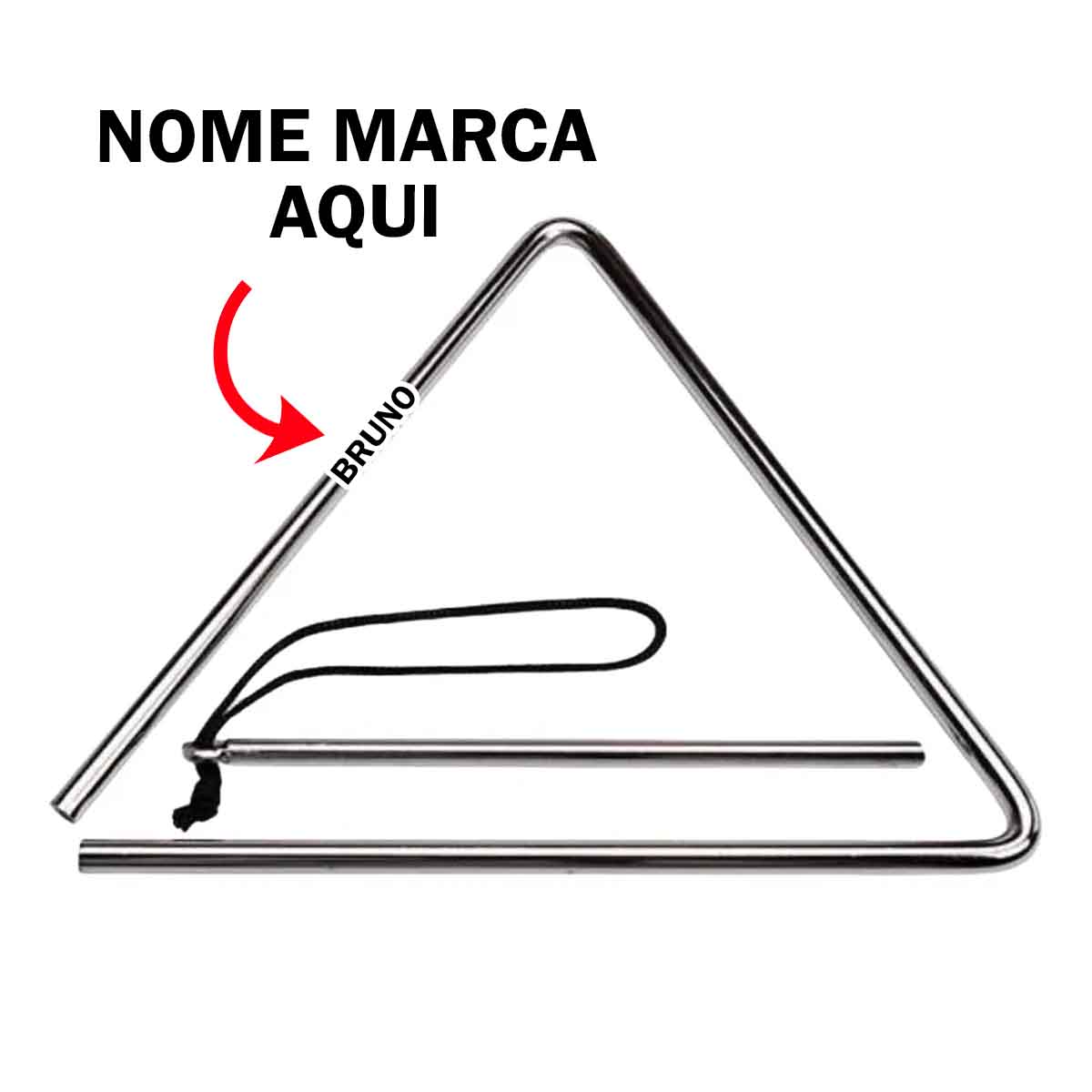 Insturmento Triangulo musical Personalizado com nome marca logotipo empresa foto arte frase personalizada