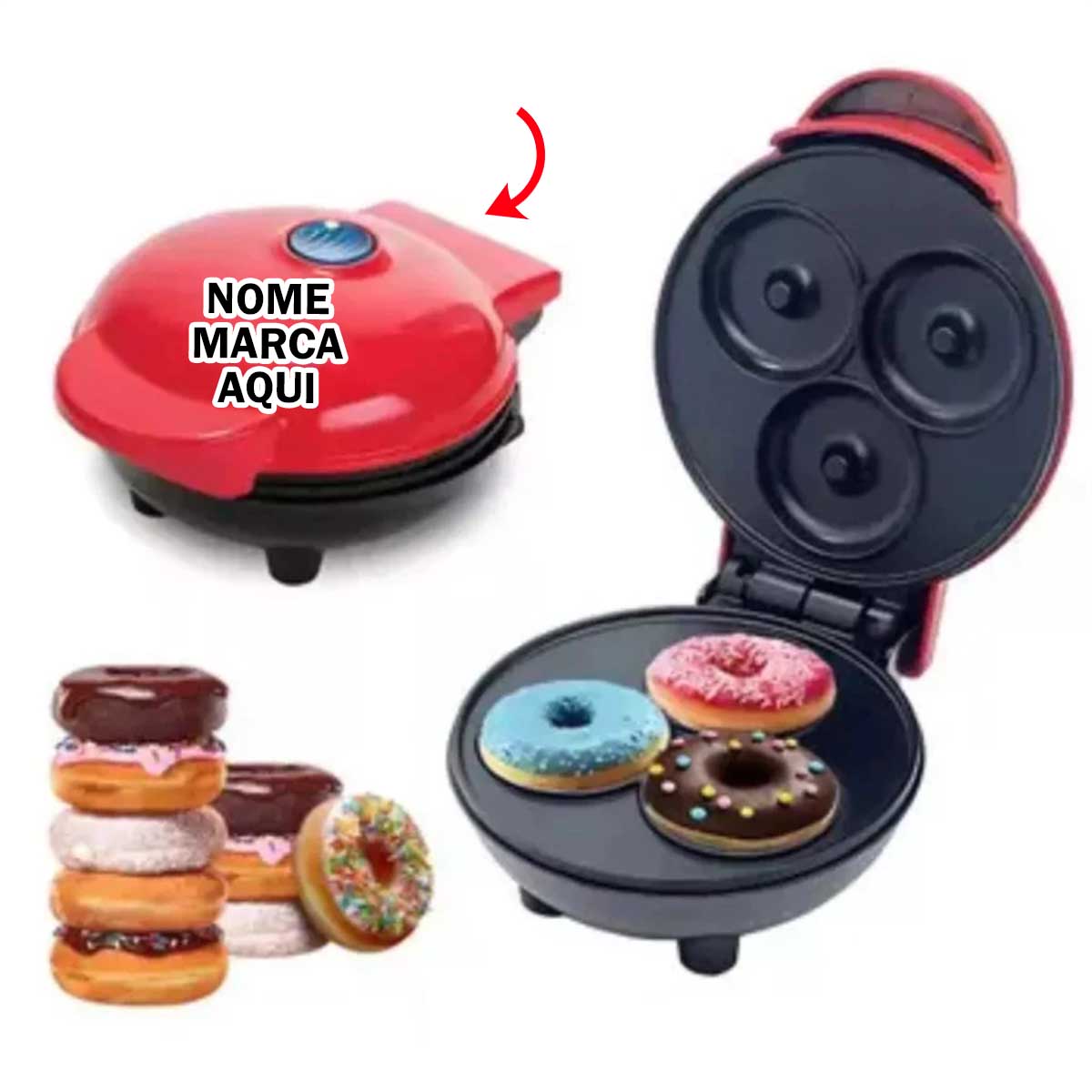 Maquina Donuts Personalizado prensa com nome marca logotipo empresa foto arte frase personalizada