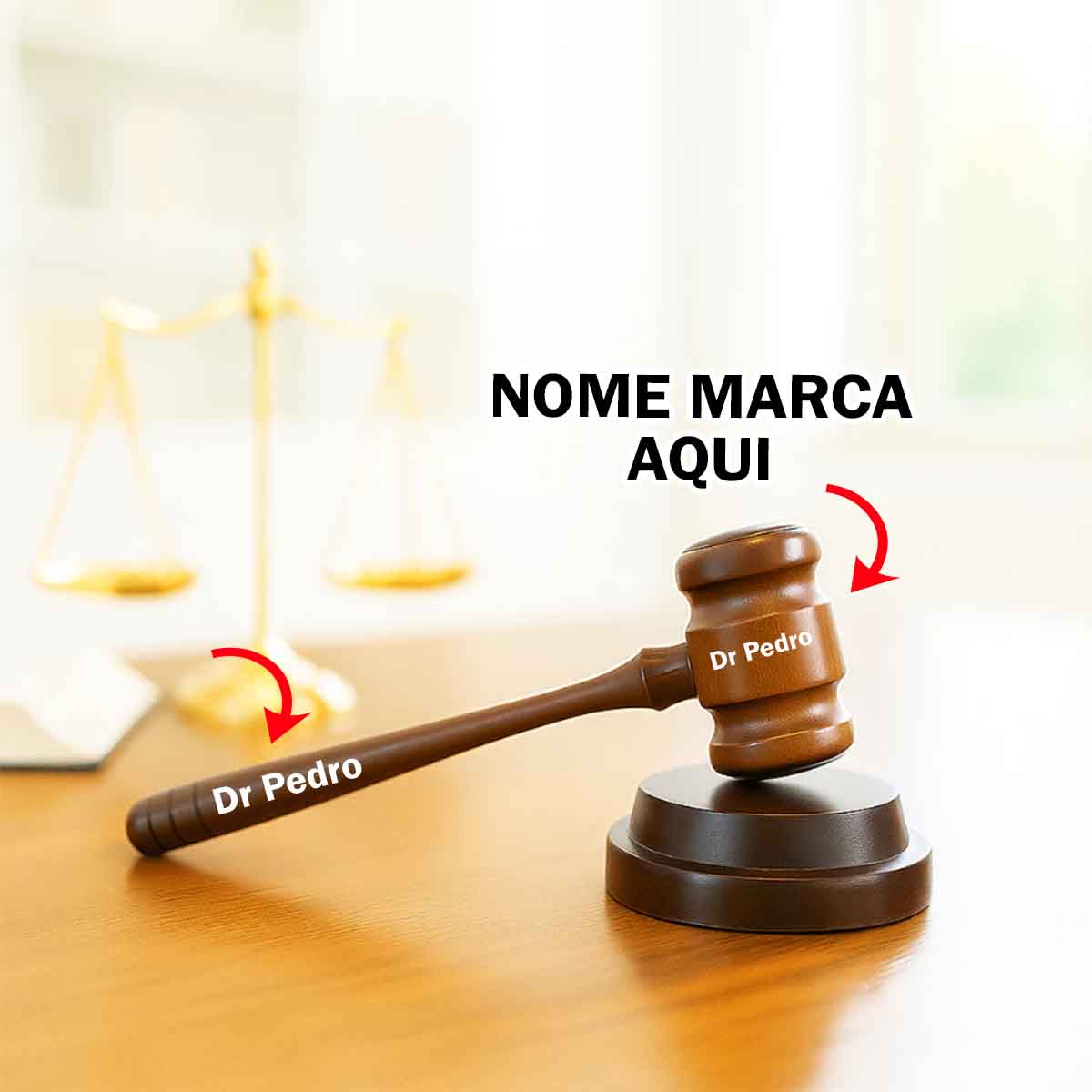Martelo de juiz Personalizado com nome marca logotipo empresa foto arte frase personalizada