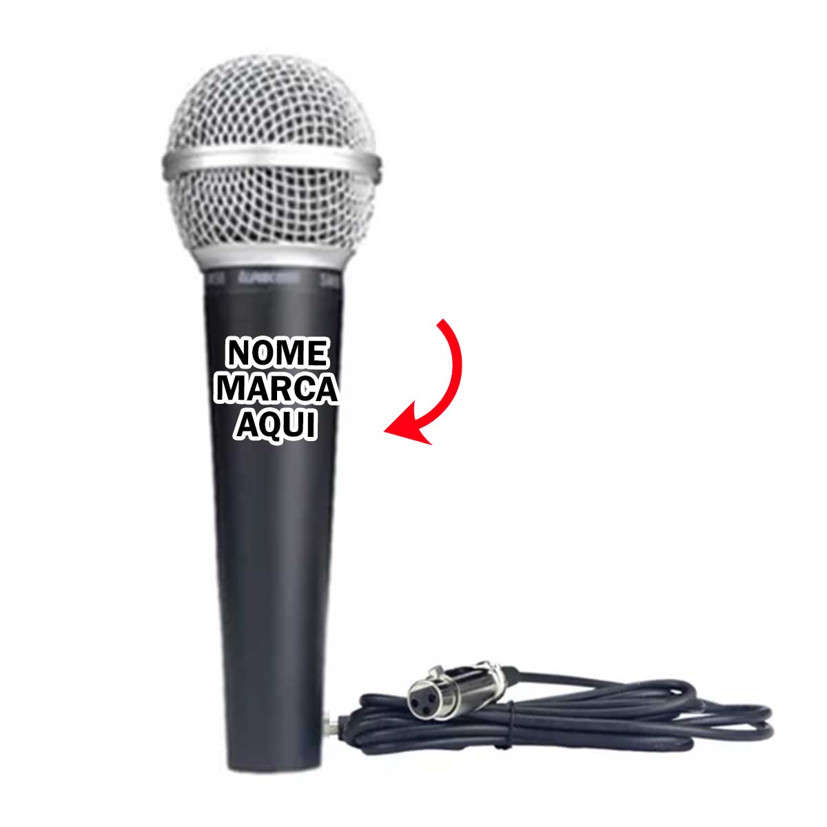 Microfone Personalizado com nome marca logotipo empresa foto arte frase personalizada