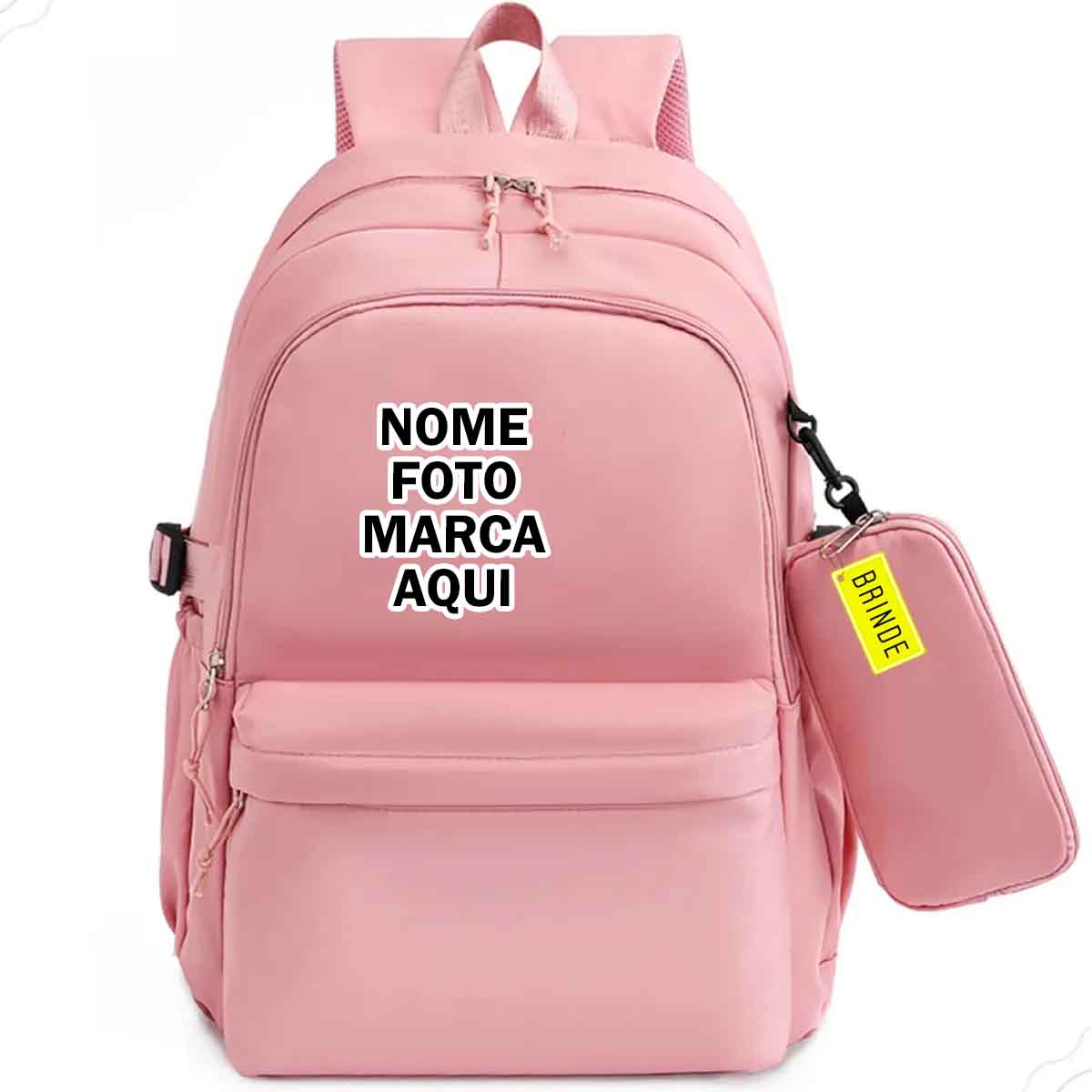 Mochila  Personalizada com nome marca logotipo empresa foto arte frase personalizado