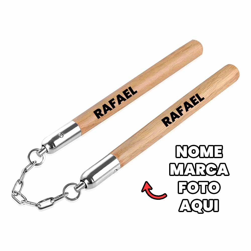 Muchaco Nunchaku Personalizado com nome marca logotipo empresa foto arte frase personalizada