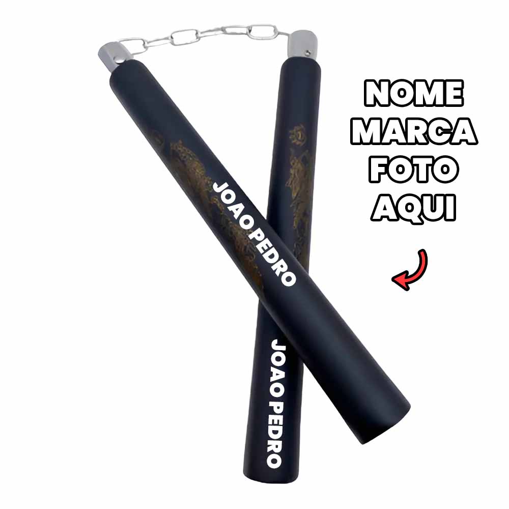 Nunckaku Muchaco Personalizado com nome marca logotipo empresa foto arte frase personalizada