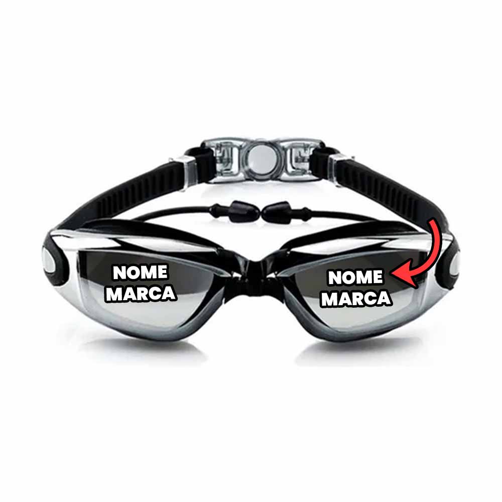 Oculos de natação Personalizada com nome marca logotipo empresa foto arte frase personalizada