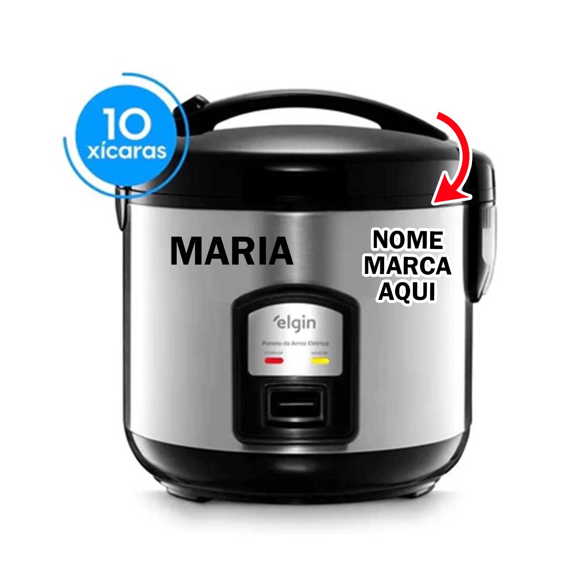 Panela de arroz eletrica Personalizada com nome marca logotipo empresa foto arte frase personalizado