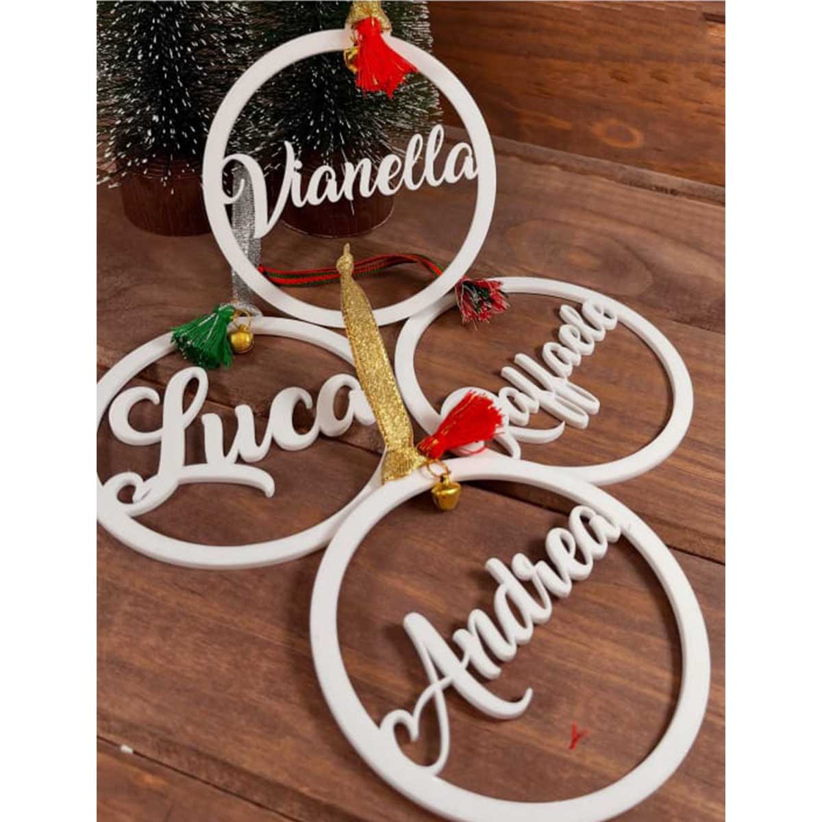 Pingente bola de natal Personalizada em mdf ou acrilico com nome marca logotipo empresa foto arte frase personalizada