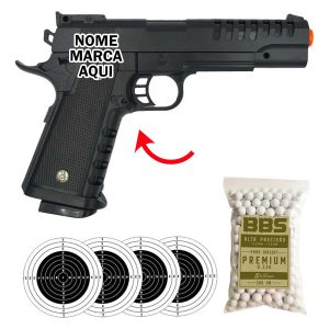 Pistola Airsoft Arma Personalizada com nome marca logotipo empresa foto arte frase personalizada