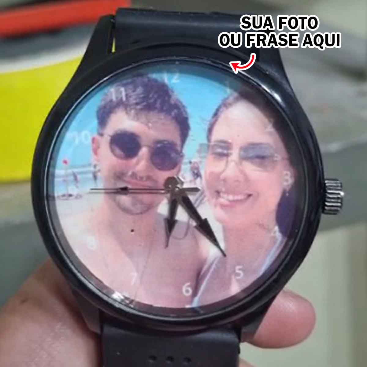Relogio Personalizado com nome marca logotipo empresa foto arte frase personalizada