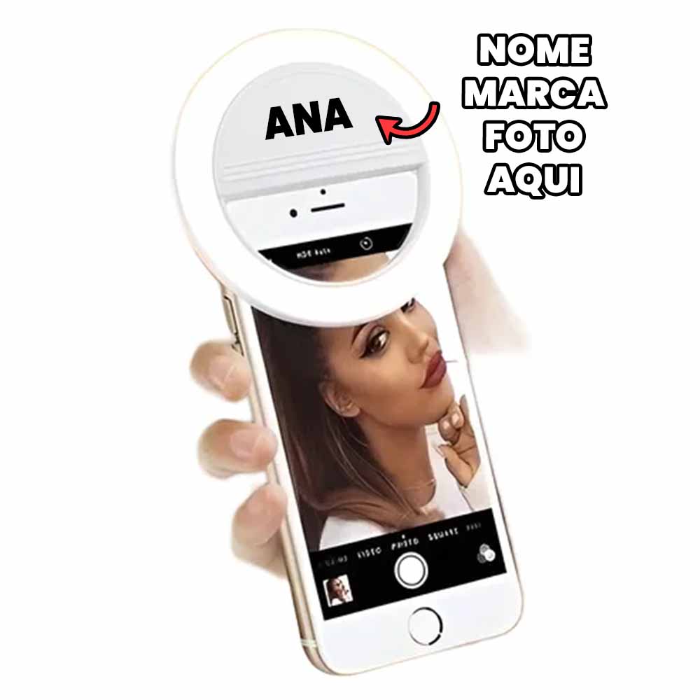 Ring de celular Selfie Personalizado com nome marca logotipo empresa foto arte frase Ring light personalizada