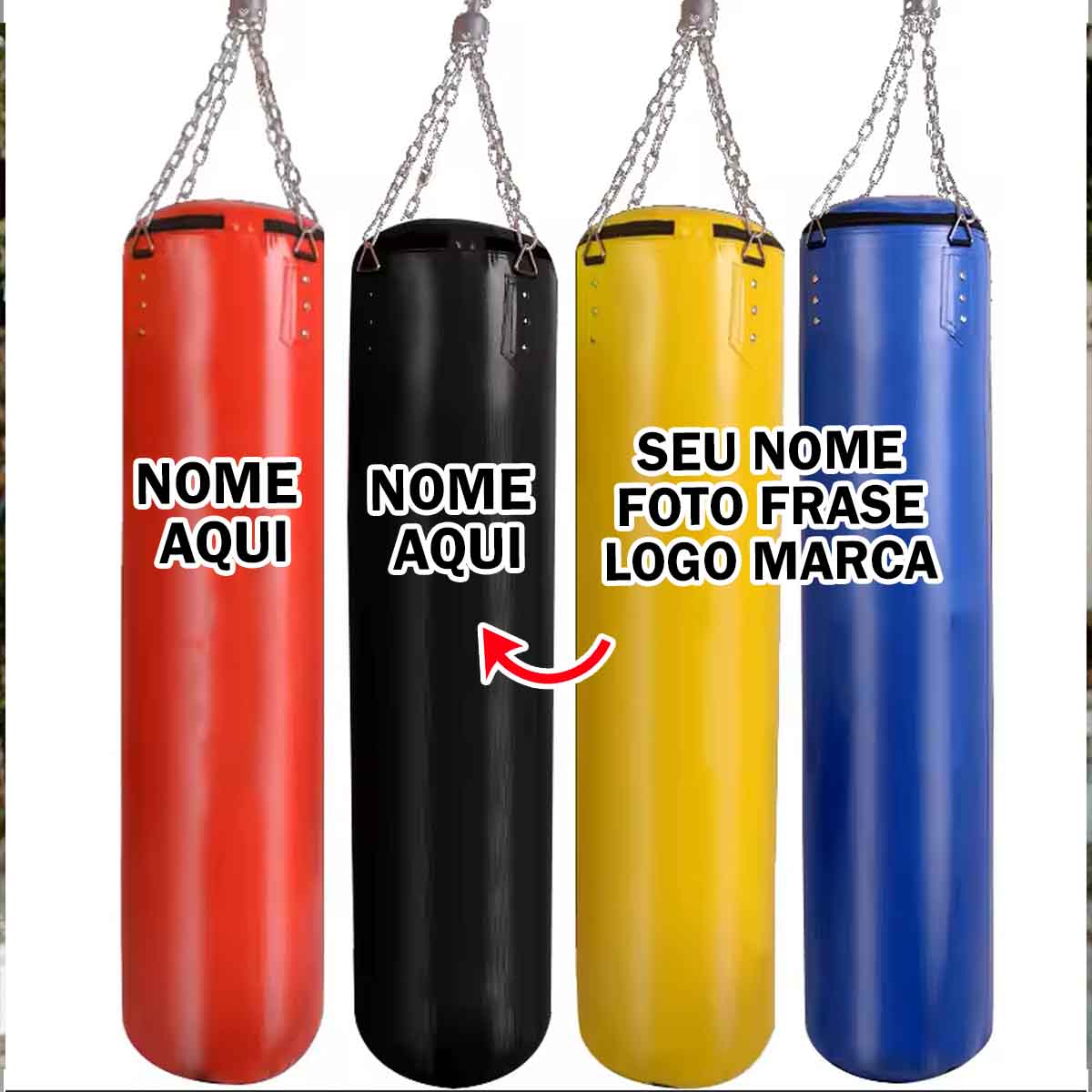 Saco de pancada Personalizado com nome marca logotipo empresa foto arte frase personalizada
