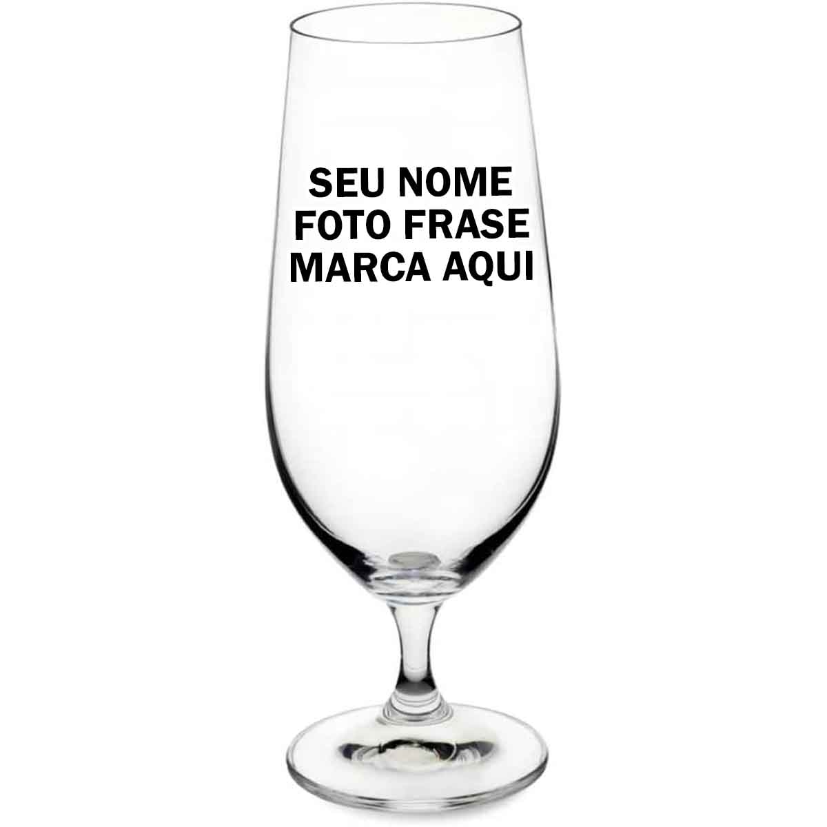 Taça de cerveja Personalizada de vidro com nome marca logotipo empresa foto arte frase personalizada