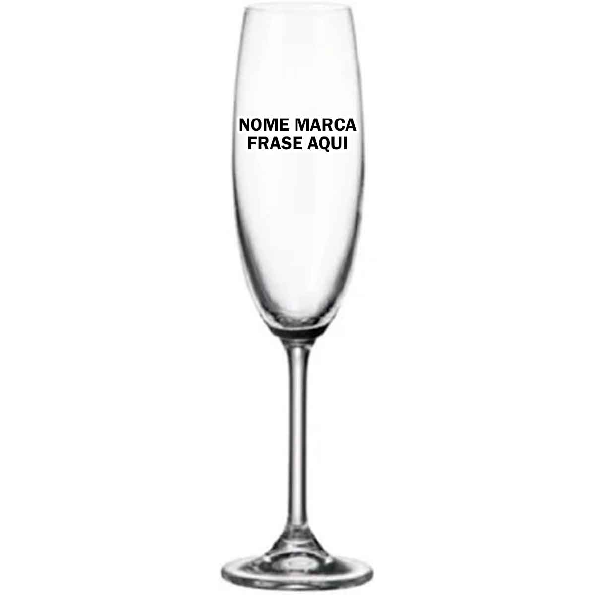 Taça de champanhe Personalizada vidro com nome marca logotipo empresa foto arte frase personalizada