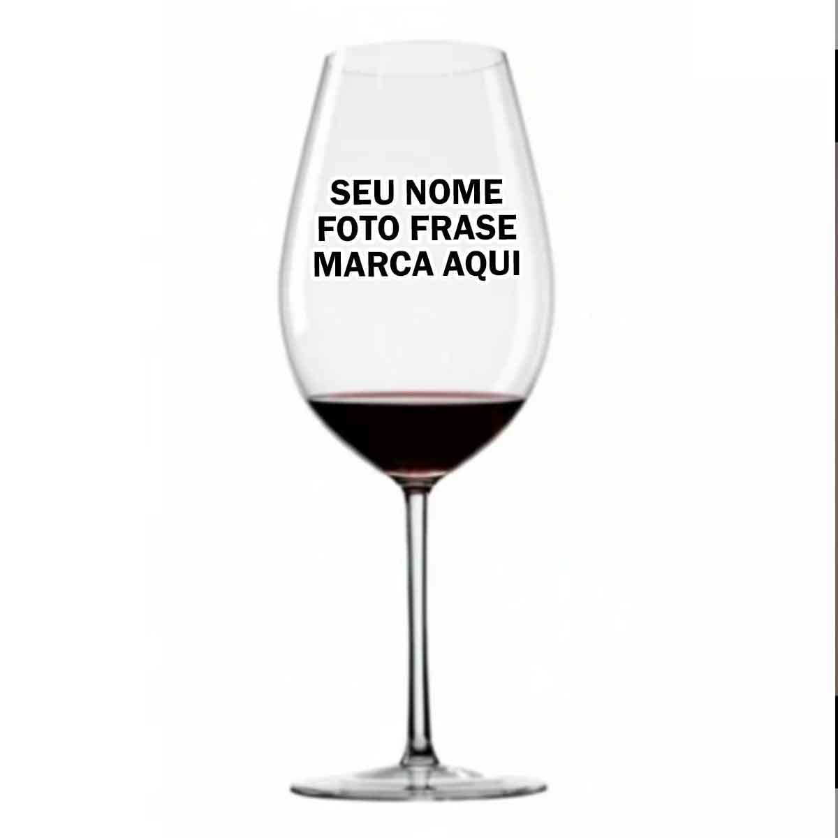 Taça de vinho Personalizada com nome marca logotipo empresa foto arte frase personalizada