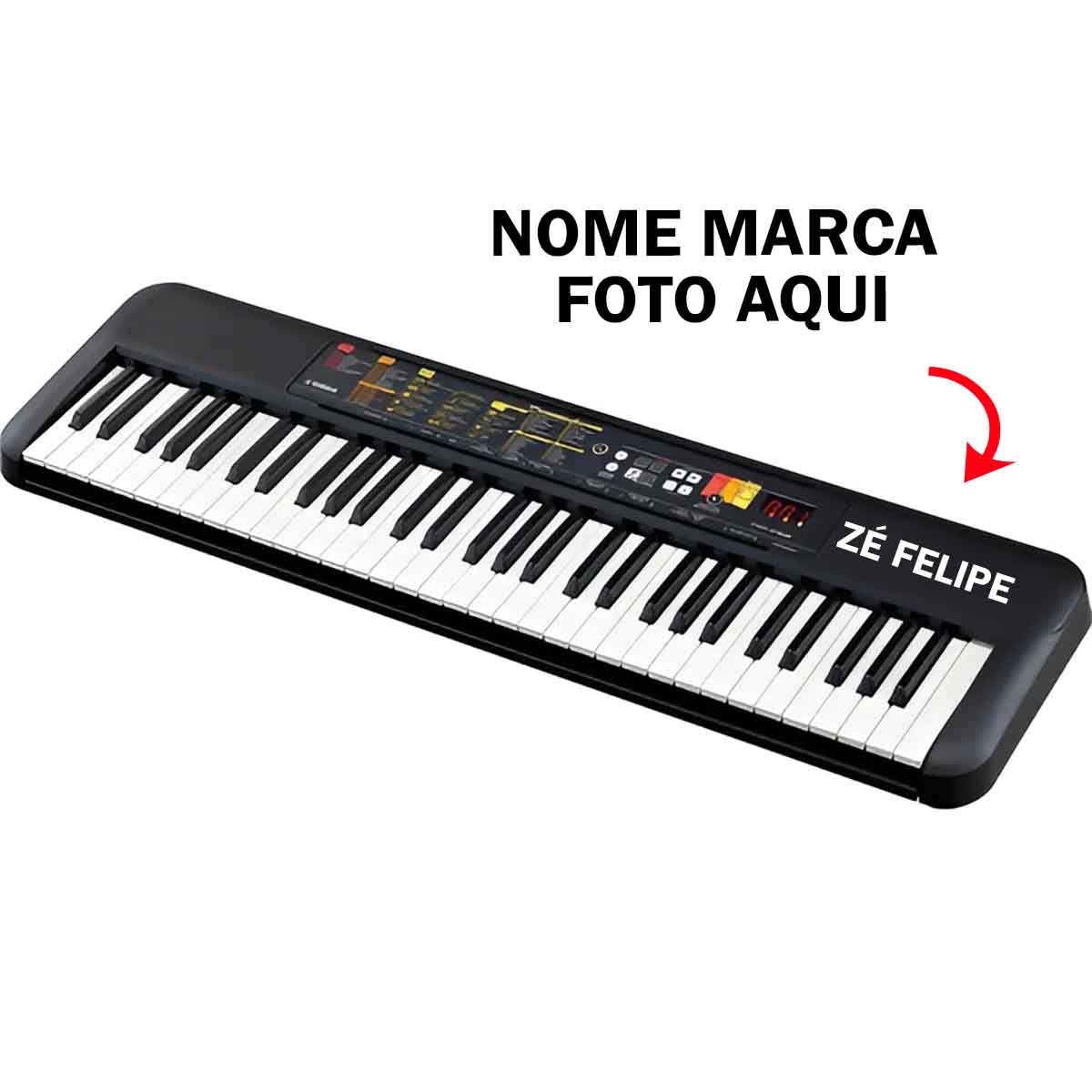 Teclado Personalizado com nome marca logotipo empresa foto arte frase personalizada piano musical eletronico