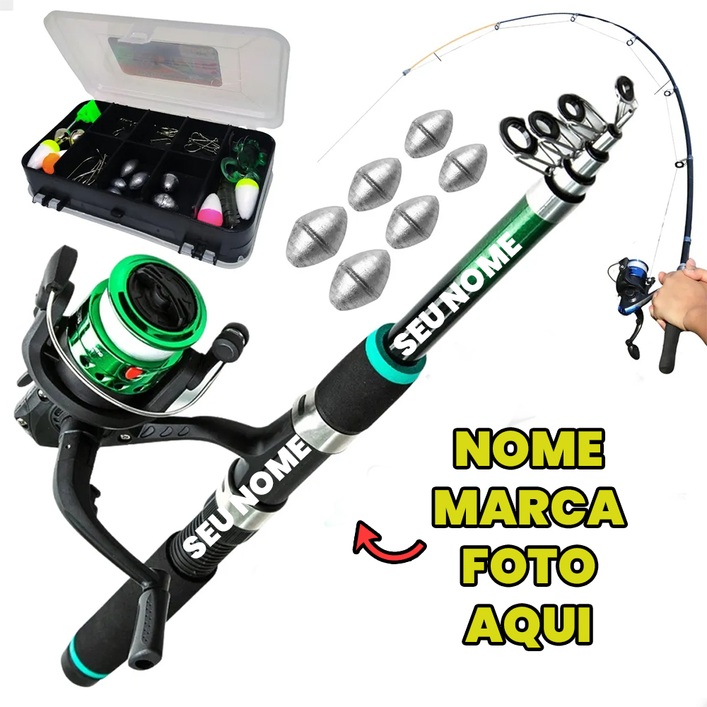 Vara de pesca Personalizada com nome marca logotipo empresa foto arte frase personalizado