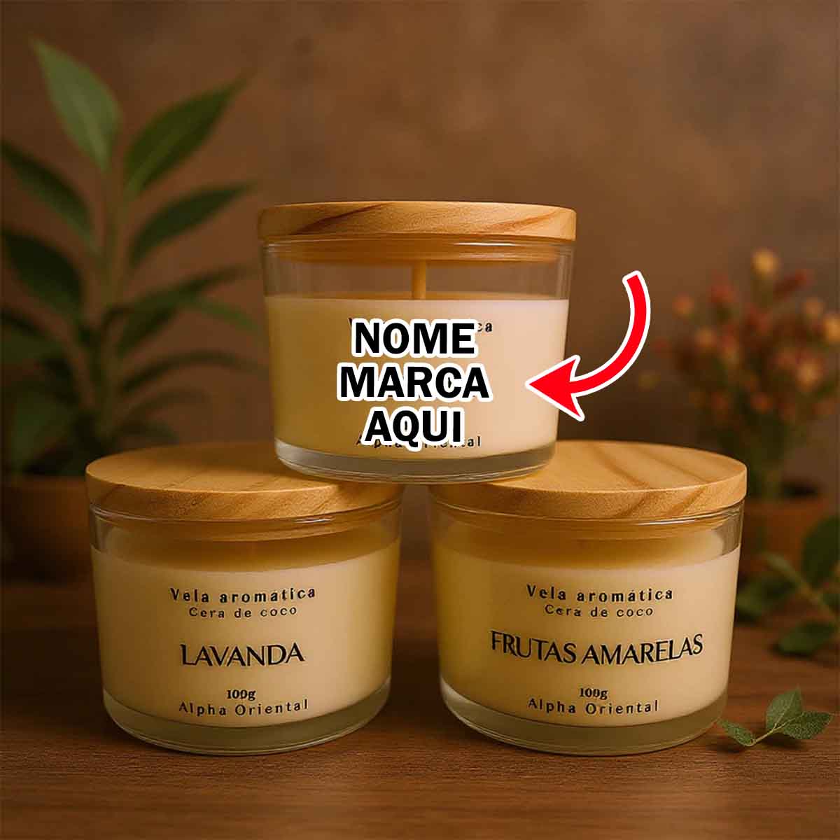 Vela aromatica perfumada Personalizado com nome marca logotipo empresa foto arte frase personalizada