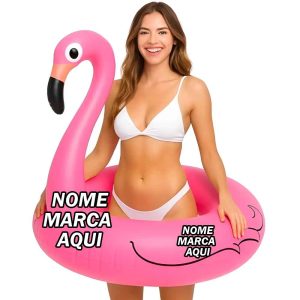 Boia Flamingo Grande Adulto Criança Piscina Inflável 90cm Personalizado com nome marca logotipo empresa foto arte frase