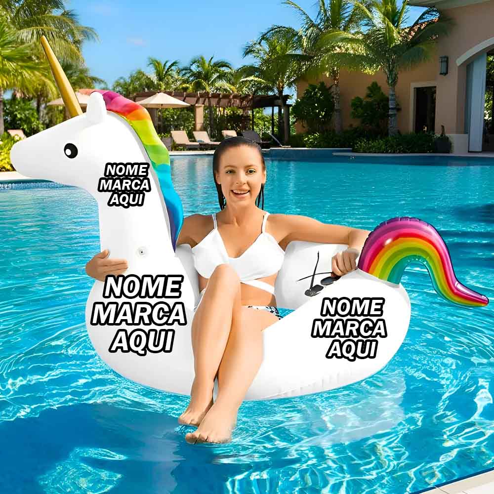 Boia Unicórnio Grande Para Adulto E Criança Piscina 90cm Personalizado com nome marca logotipo empresa foto arte frase