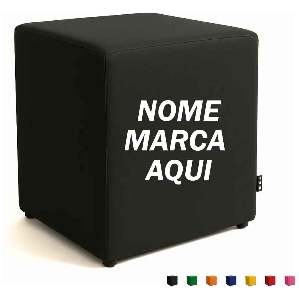 Puff de courino couro pufe banqueta Personalizado com nome marca logotipo empresa foto arte frase personalizada