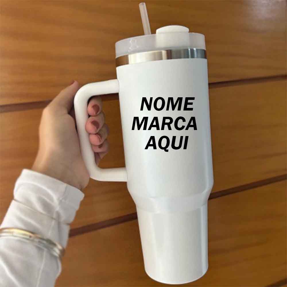 Copão Garrafa termica grande gigante com canudo stanley Personalizado com nome marca logotipo empresa foto arte frase
