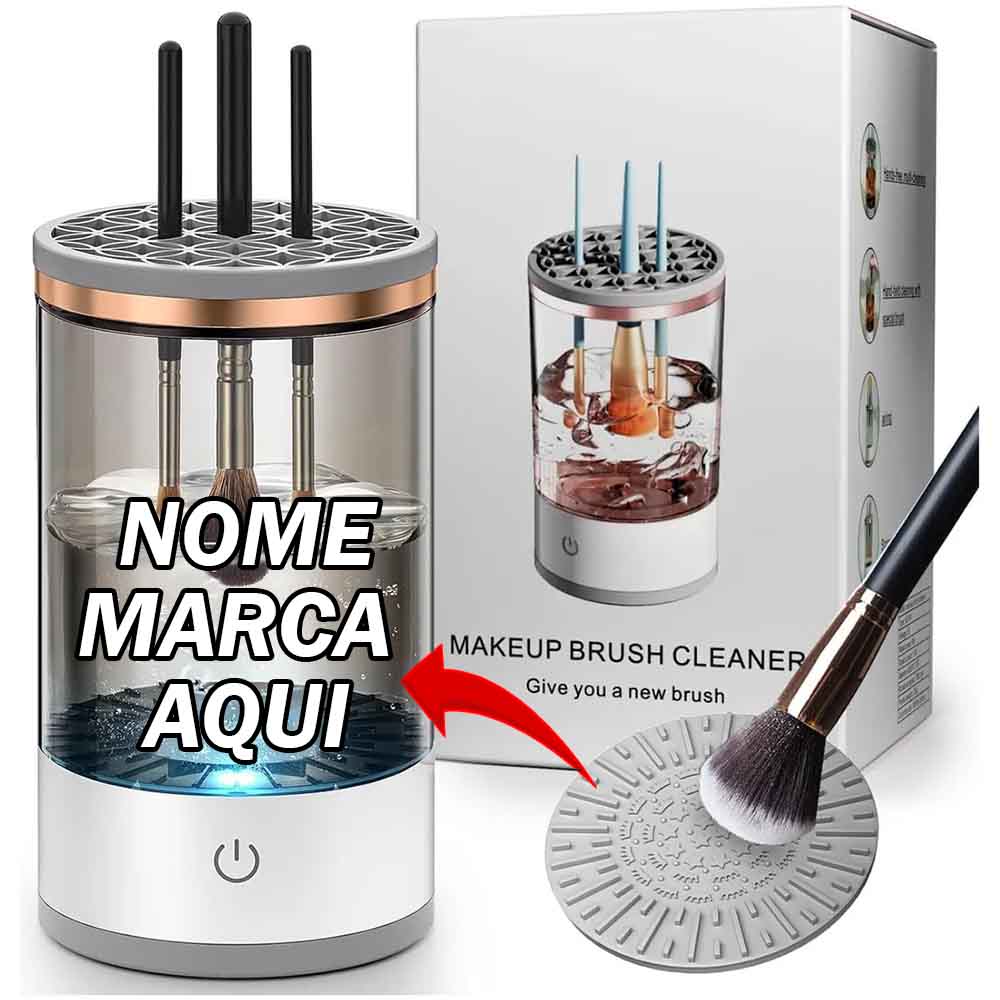 Lavador De Pincel Maquiagem Automático Limpeza Eletrico Personalizado com nome marca