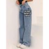 Calça Jeans Wide Leg Feminina Cintura Alta Pantalona Personalizada com nome marca logotipo empresa foto arte frase