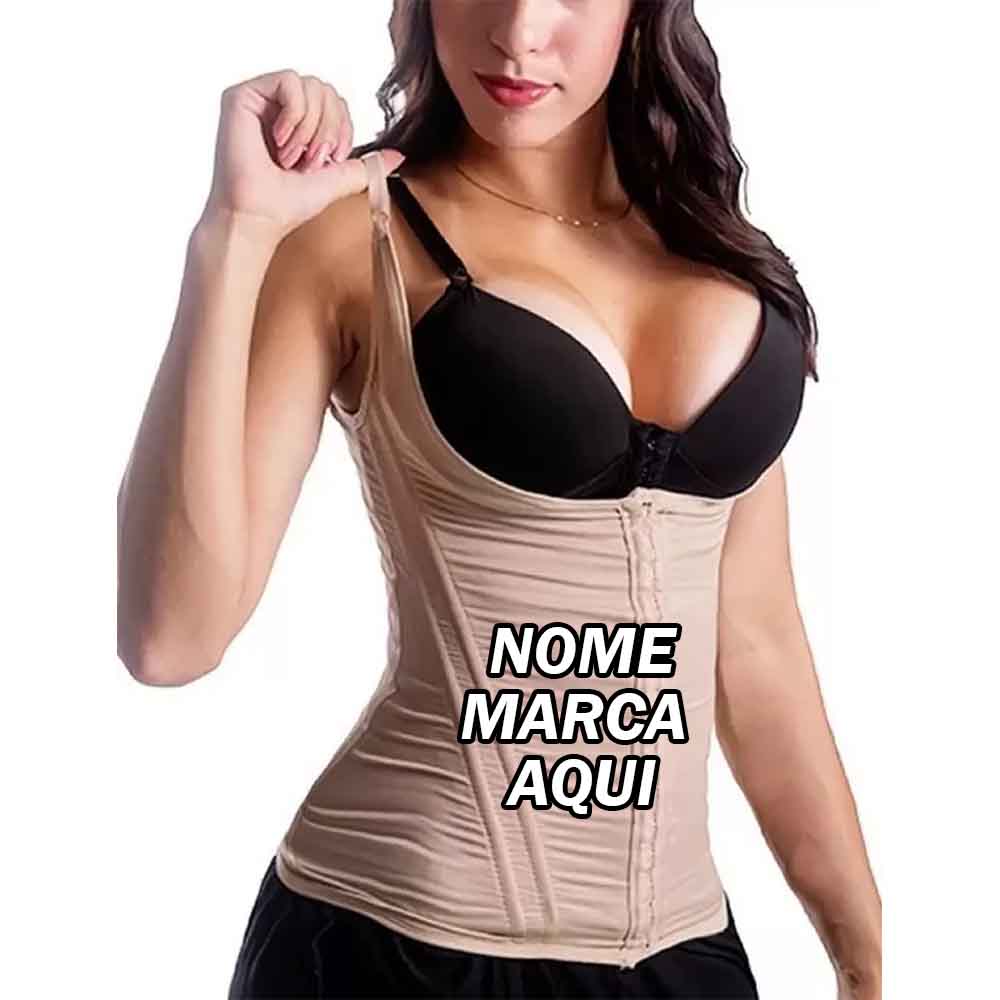 Cinta Modeladora Colete Corselet Redutora Personalizada com nome marca logotipo empresa foto