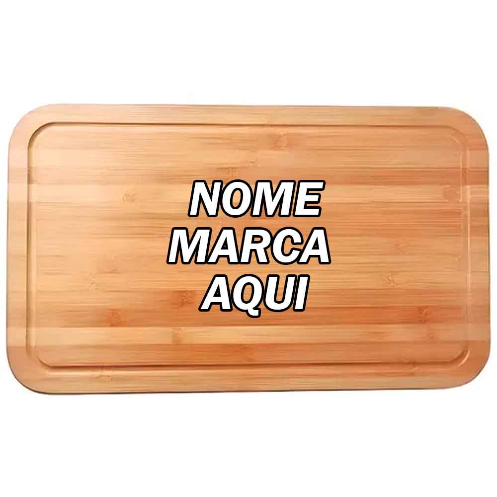Tábua Corte Bamboo 50 x 30 cm Churrasco Carne Personalizada com nome marca logotipo empresa foto