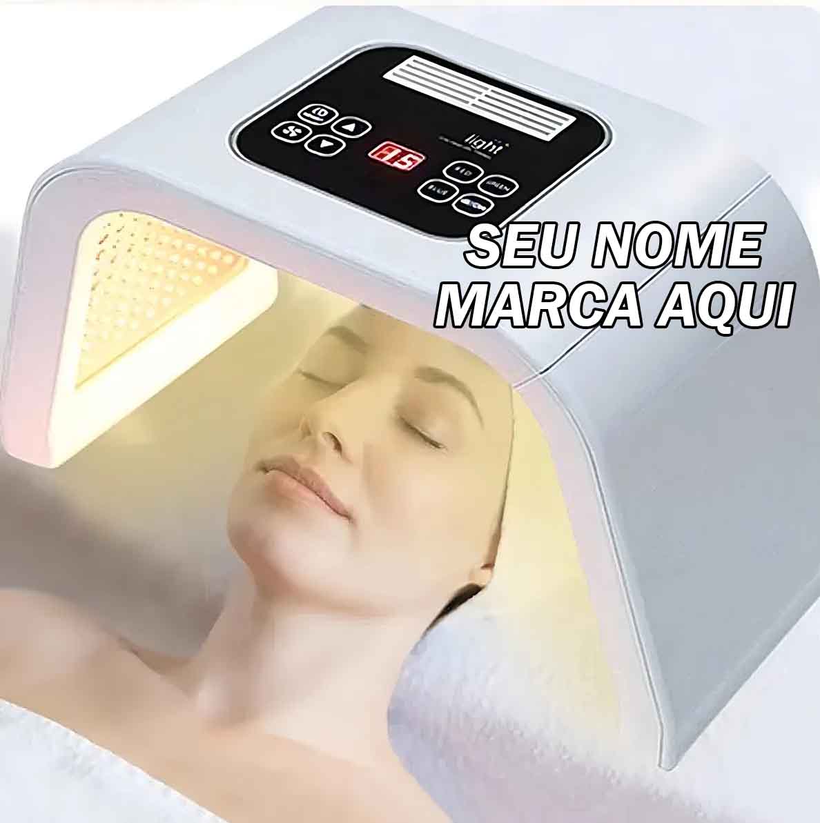 Cabine cromoterapia led 7 cores rgb tratamento facial personalizado com seu nome marca logo