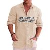 Camisa Masculina De Algodão E Linho personalizado personalizada linha cru bege nude