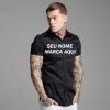 Camisa Social Lisa Masculina Manga Curta Slim Fit Personalizado