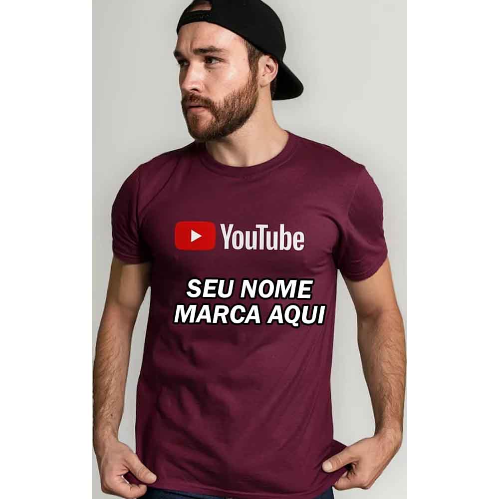 Camiseta Personalizada youtuber youtube influencer tiktok instagram reels shorts famoso famosa nome marca logo foto arte