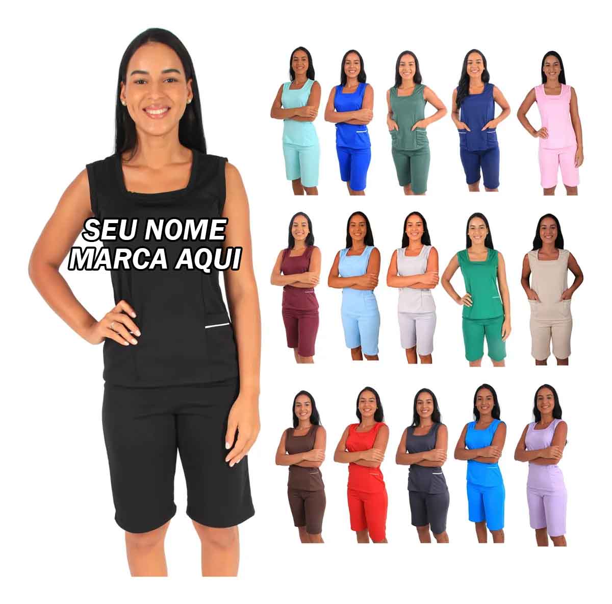 Conjunto Uniforme Babá Domestica Camareira Copeira Empregada Personalizado personalizada