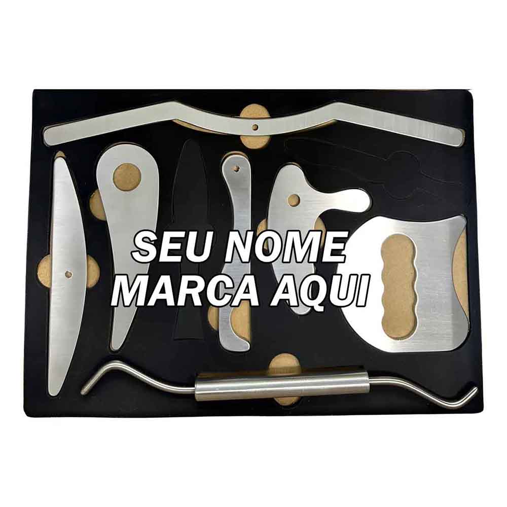 Kit Instrumento Liberação Miofascial Iastm Massagem Personalizado Aluminio Alumínio