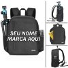 Mochila para fotografo de cameras Personalizada nome marca logo foto arte frase fotografia canon nikon sony tripe