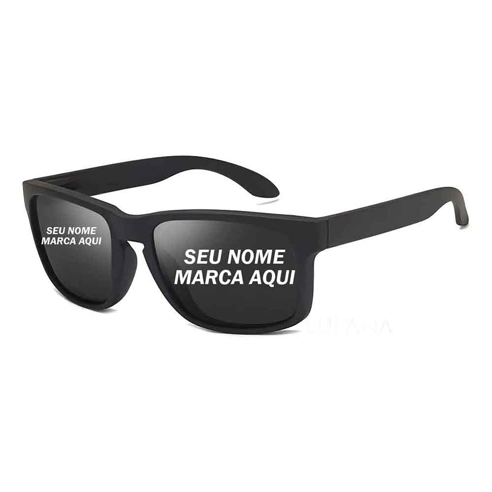 Óculos Sol Clássico personalizado Personalizado Quadrado Masculino Emborrachado Uv400 Armação Preto Desenho Liso