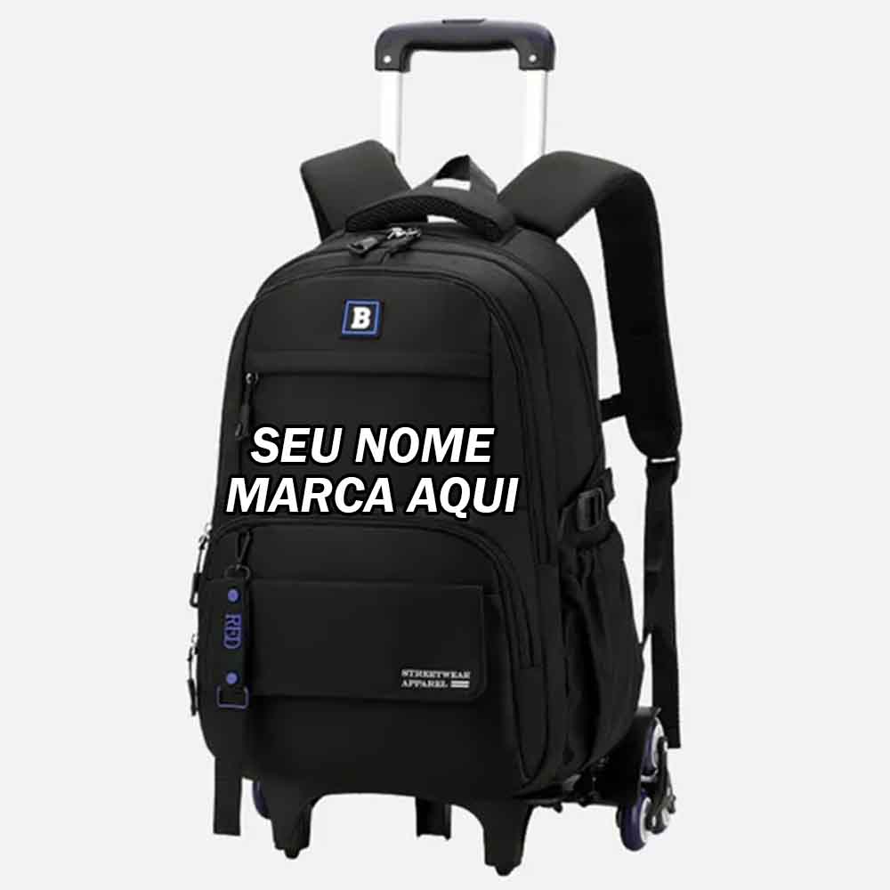 Mochila de Rodinha Personalizada com nome marca logo foto arte frase