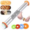 Rolo de pizza personalizado ajustavel com nome marca logo foto arte frase massa pao inox niveis nivelador regua trena