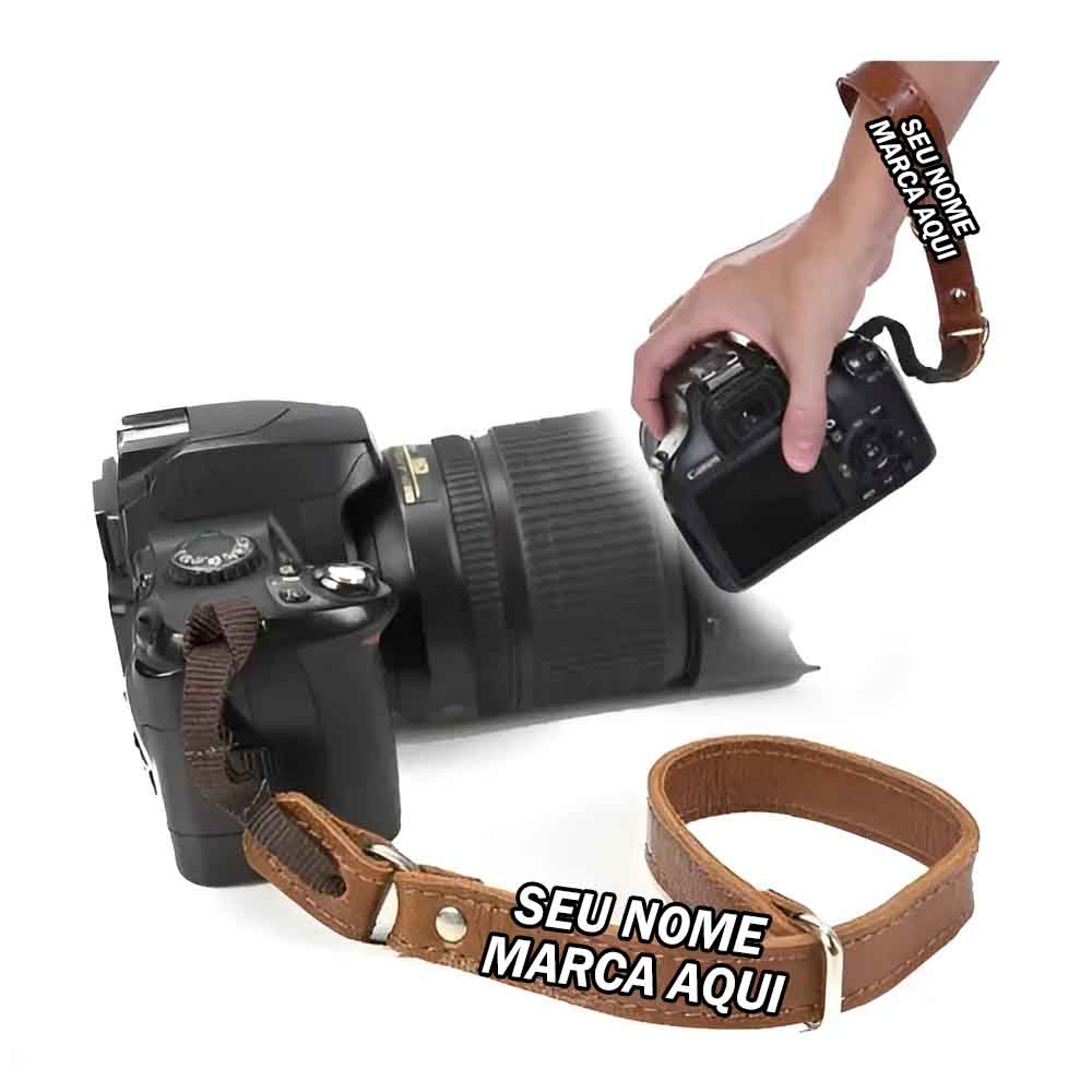 Alça De Mão Handstrap Câmera Couro Legítimo Photopro 3 Cores Personalizado com nome marca logotipo empresa foto arte